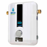 Left side of EcoSmart ECO-8 Electric Tankless Water Heater showing brass inlet compression fitting